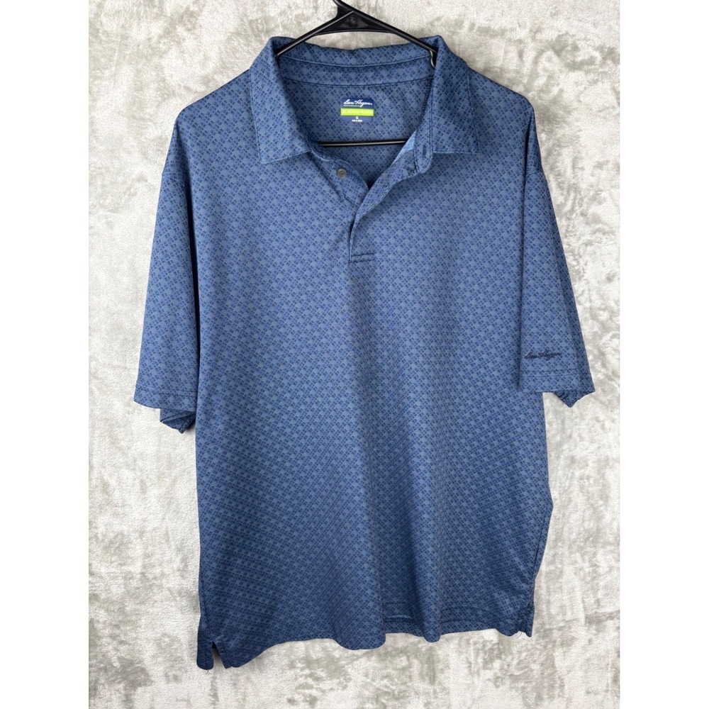 Ben Hogan Performance Polo‎ Shirt Men's XL Blue Patterned Short Sleeve Golf Top